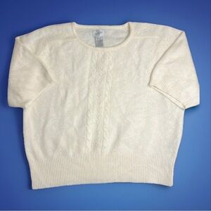 Jacqueline Ferrar Vintage Lambswool Rabbit Angora Shirt Sleeve Sweater EUC